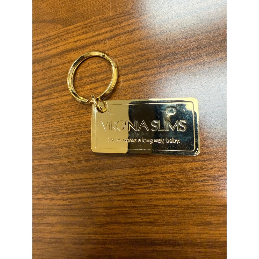 Vintage Virginia Slims Solid Brass Keychain Made In USA